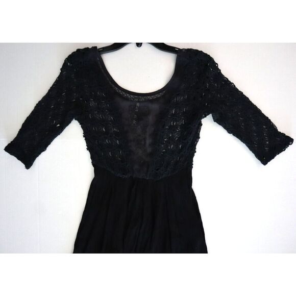 Free People Women's z 4 Black Embroidered Lonesome Dove High-Low Hem Dress - Picture 9 of 16